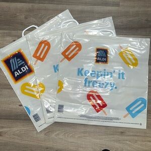 ALDI XL 3 NWT Snap Closure Recycled Eco-Friendly Grocery Bag XLarge 20.5x 20.5”